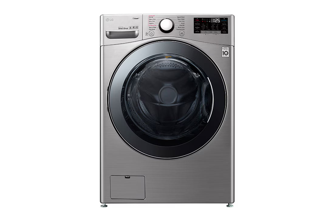 24Kg Front load washing machine, Stainless Steel colour, Steam™, ), 6 Motion DD Motor, ThinQ™
