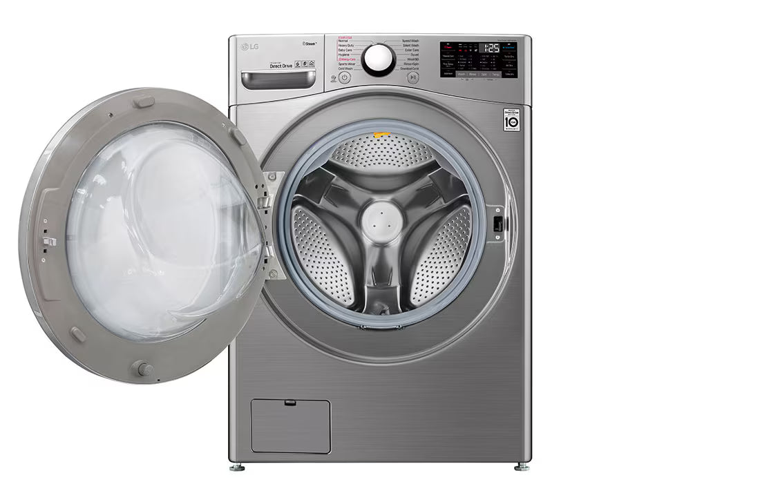 24Kg Front load washing machine, Stainless Steel colour, Steam™, ), 6 Motion DD Motor, ThinQ™