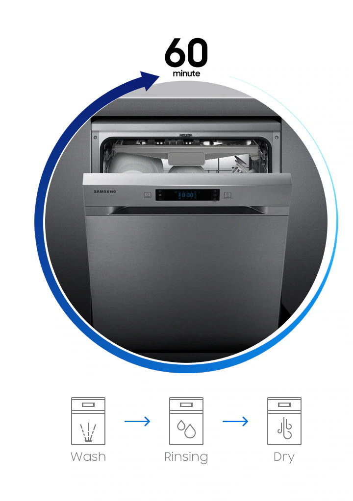 Samsung DW60M6050FS/GU Freestanding Dishwasher with Speed Booster & 14 Place Settings